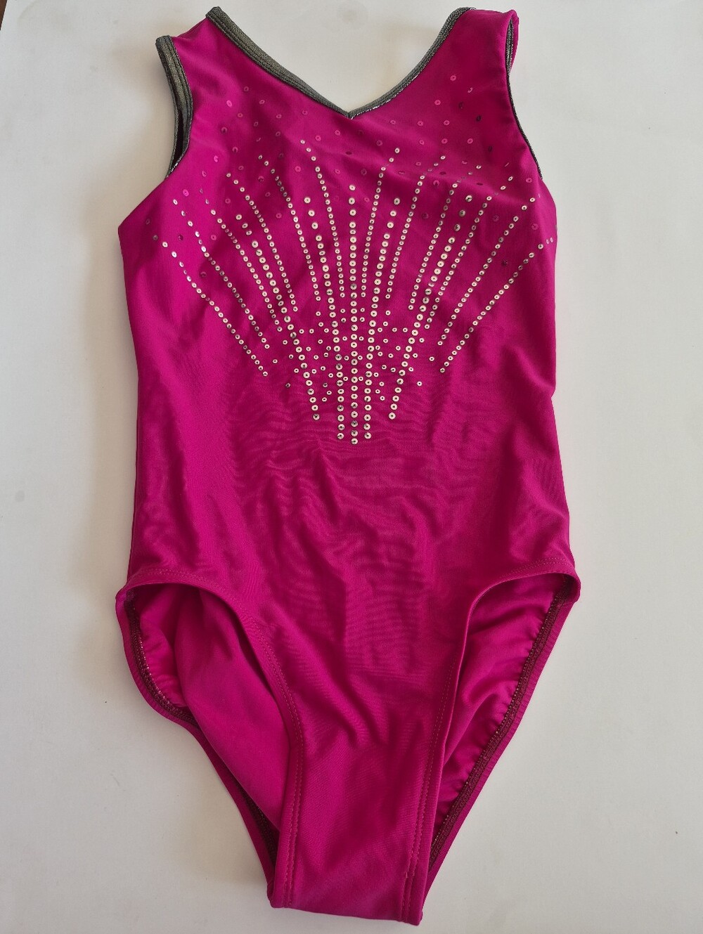 Gymnastics Adult Xs EOLIE Hot Pink Rhinestone One-Piece Leotard